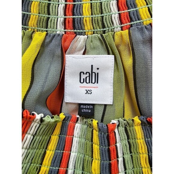 Cabi Striped Off Shoulder Carnival Top Blouse Multicolor Size X-Small - Picture 8 of 10
